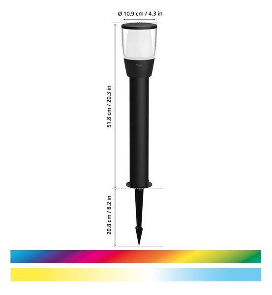 WiZ Elpas 12V venkovní sloupkové LED svítidlo 3,6W 320lm 2700-5000K RGB IP65 52cm, černé - rozšíření