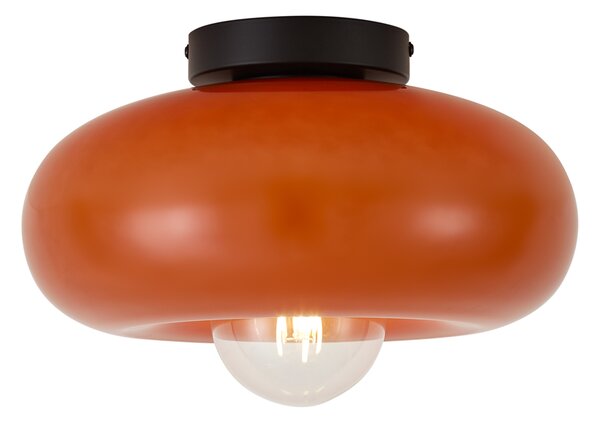 Retro černé stropní svítidlo s oranžovým sklem 30 cm - Glaze
