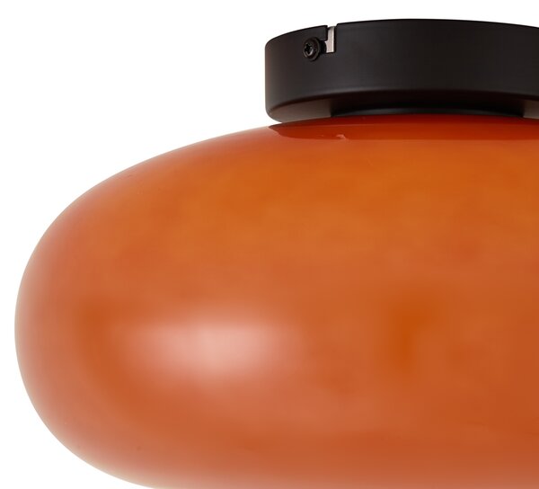 Retro černé stropní svítidlo s oranžovým sklem 30 cm - Glaze