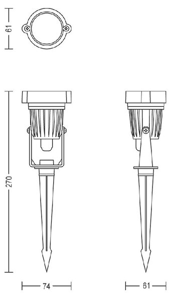 Caper GardenLink venkovní nízkonapětové zemní svítidlo 3x LED 1,5W 180lm 2700K 24V IP44, černé