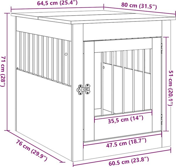 VidaXL Psí bouda a koncový stolek 64,5x80x71 cm kompozit [862177] Barva: dub sonoma