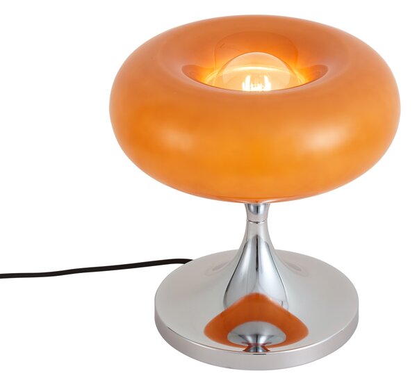 Retro stolní lampa chromová s oranžovým skleněným stínidlem 31 cm - Glaze