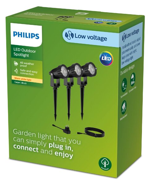 Caper GardenLink venkovní nízkonapětové zemní svítidlo 3x LED 1,5W 180lm 2700K 24V IP44, černé