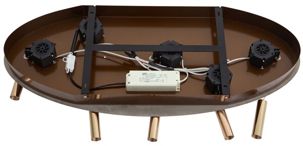 Designové závěsné svítidlo růžové zlato s jantarovým sklem vč. LED, 3-stupňově stmívatelné, 5-světelné Easylift - Fiera