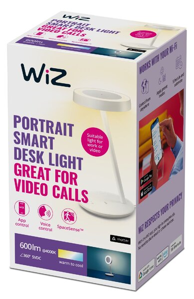 WiZ Portrait stolní lampa LED 10W 600lm 2700-6500K 38cm IP20, bílá