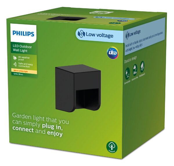 Grits GardenLink venkovní nízkonapětové nástěnné svítidlo 1x LED 1,5W 180lm 2700K 24V IP44, černé