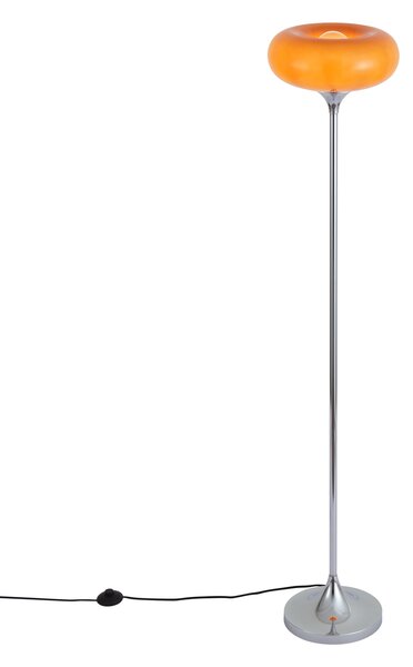 Retro stojací lampa chromová s oranžovým skleněným stínidlem 150cm - Glaze