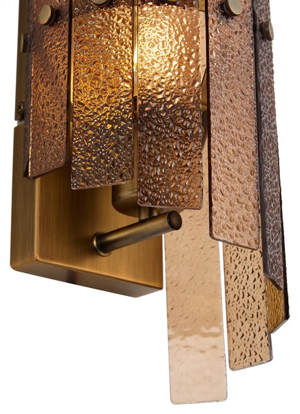 Designová nástěnná lampa tmavě bronzová s jantarovým sklem - Versailles