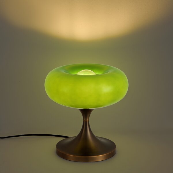Retro stolní lampa tmavě bronzová se zeleným skleněným stínidlem 31 cm - Glaze