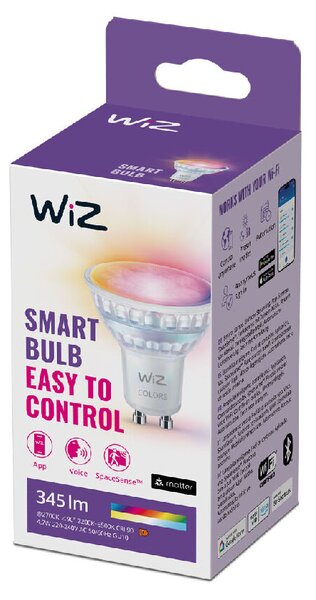 WiZ LED skleněná žárovka GU10 PAR16 4,7W 345lm 2200-6500K RGB IP20, stmívatelná