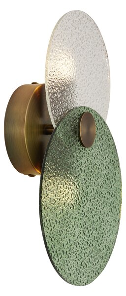 Nástěnné svítidlo Art Deco tmavý bronz se zeleným a čirým sklem 2-světelné - Text