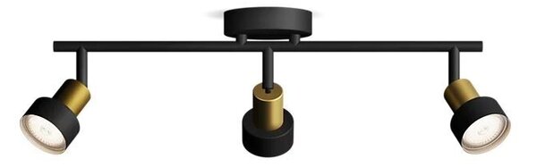 Conduit bodové svítidlo 3x GU10 5W bez zdroje 48,5cm IP20, černé/zlaté