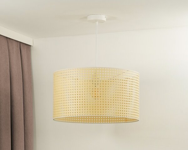 Duolla - Lustr na lanku ROLLER RATTAN 1xE27/15W/230V pr. 45 cm béžová