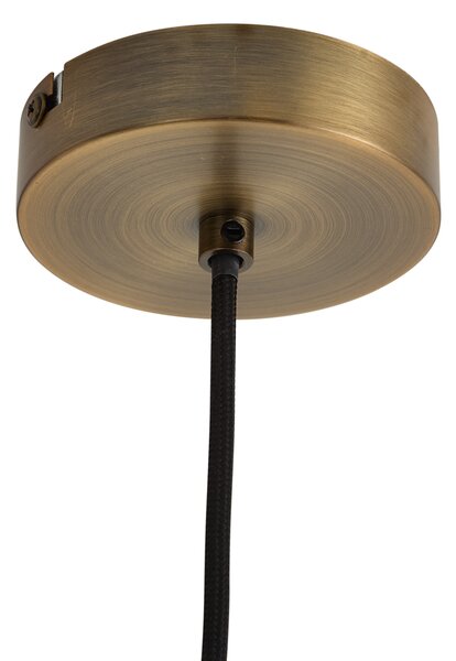 Art Deco závěsná lampa bronzová s jantarovým sklem, 8 světel - Text