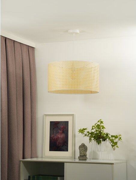 Duolla - Lustr na lanku ROLLER RATTAN 1xE27/15W/230V pr. 45 cm béžová