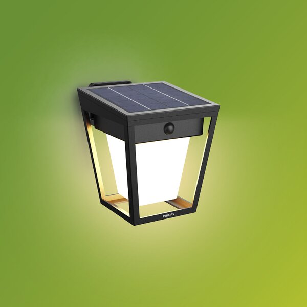 Nissa UltraEfficient solární nástěnné LED svítidlo se senzorem 1,8W 250/25lm 3000K IP44, černé