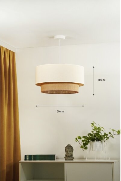 Duolla - Lustr na lanku BOHO 1xE27/15W/230V pr. 60 cm béžová/hnědá