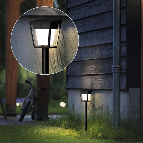 Nissa UltraEfficient solární LED sloupek s pohybovým senzorem 1,8W 250/25lm 3000K IP44, černý