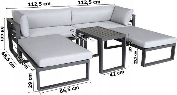 Set zahradního nábytku SANTO šedý / černý