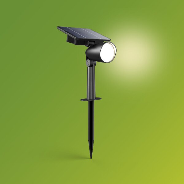 Ashlyn UltraEfficient venkovní solární zemní LED reflektor 1,4W 150lm 2700K IP44, černý