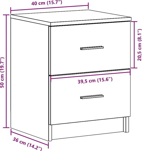 VidaXL Noční stolky 2 ks se 2 zásuvkami 40 x 36 x 50 cm [858790] Barva: šedá sonoma