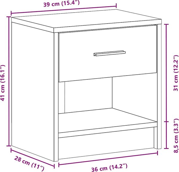 VidaXL Noční stolky 2 ks se zásuvkou 39 x 28 x 41 cm [858750] Barva: dub sonoma