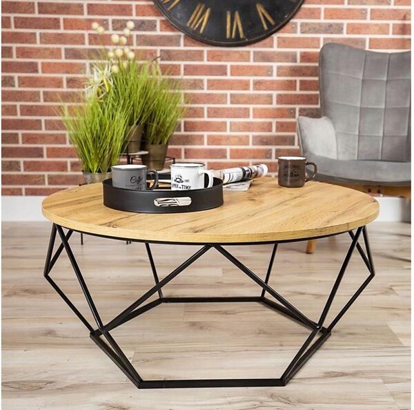 Konferenční stolek DIAMOND 90 cm černá/hnědá