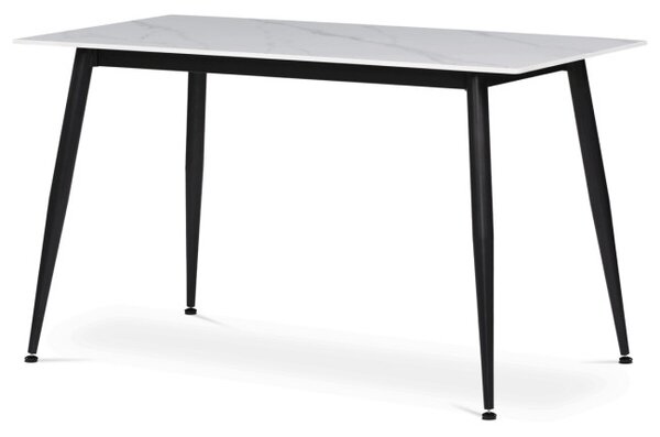 Jídelní stůl 130x70 cm HT-403M WT mramor, bílý / černý