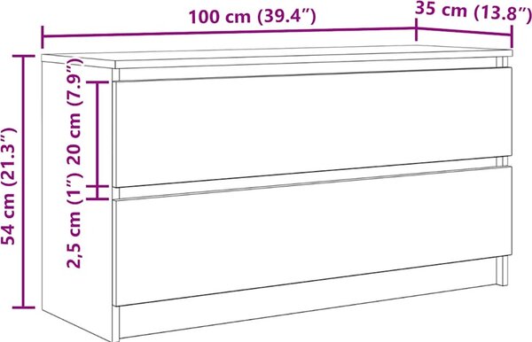 VidaXL TV skříňka 100x35x54 cm kompozitní dřevo [861808] Barva: Bílá