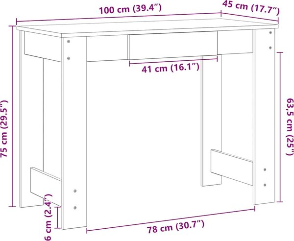 VidaXL Psací stůl 100x45x75 cm dřevotříska [860433] Barva: dub sonoma