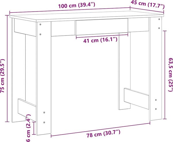 VidaXL Psací stůl 100x45x75 cm dřevotříska [860433] Barva: dub sonoma