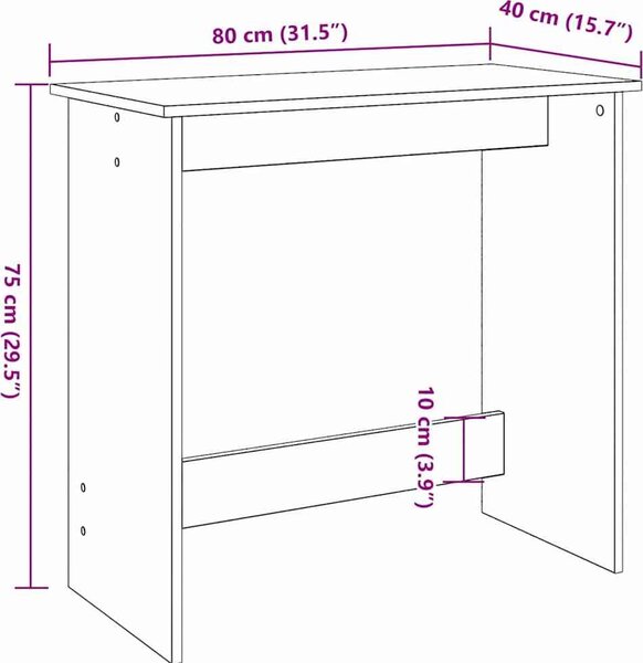 VidaXL Psací stůl 80 x 40 x 75 cm kompozitní dřevo [860457] Barva: Bílá