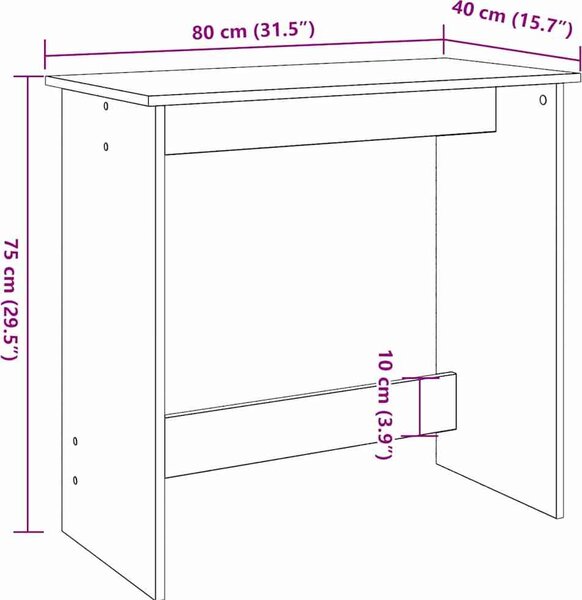 VidaXL Psací stůl 80 x 40 x 75 cm kompozitní dřevo [860457] Barva: Bílá