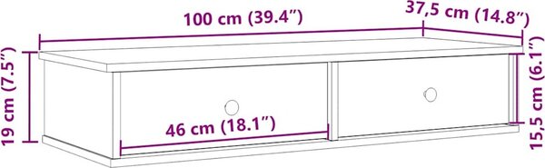 VidaXL Nástěnná police se zásuvkami 100x37,5x19cm kompozit [859962] Barva: Staré dřevo