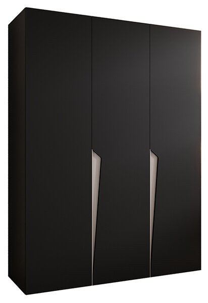 Šatní skříň PIANO 1, 150x52x202 cm | Černá matná / kašmírové úchyty