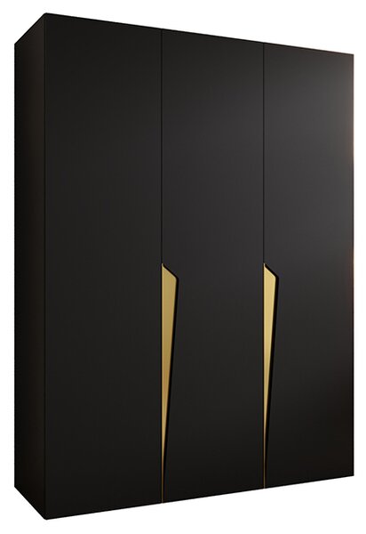 Šatní skříň PIANO 1, 150x52x202 cm | Černá matná / zlaté úchyty
