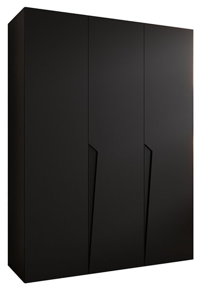Šatní skříň PIANO 1, 150x52x202 cm | Černá matná / černé úchyty
