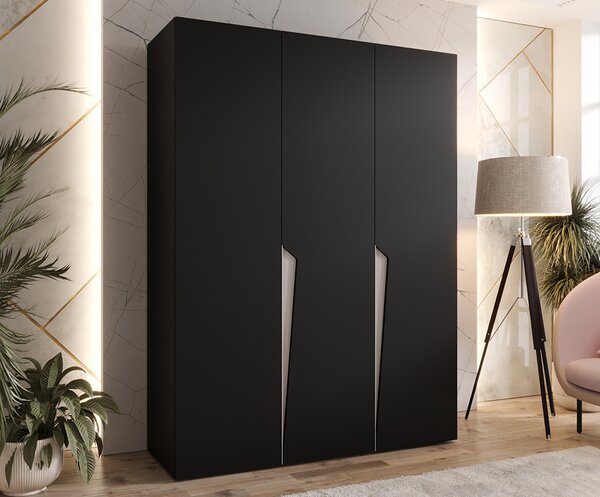 Šatní skříň PIANO 1, 150x52x202 cm | Černá matná / kašmírové úchyty