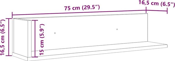 VidaXL Nástěnné police 2 ks 75x16,5x16,5 cm kompozitní dřevo [860034] Barva: dub sonoma