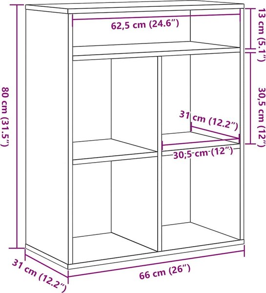 VidaXL Knihovna 66x31x80 cm kompozitní dřevo [860292] Barva: dub sonoma