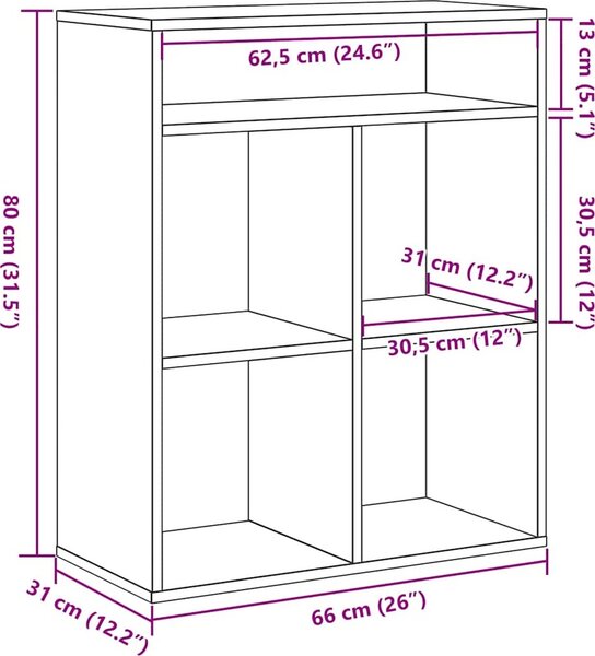 VidaXL Knihovna 66x31x80 cm kompozitní dřevo [860292] Barva: dub sonoma
