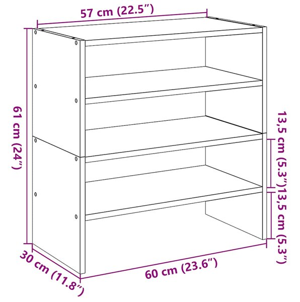 VidaXL Stojany na boty 2 ks stohovatelné dub 60x30x30,5 cm [858868] Barva: Betonová šedá