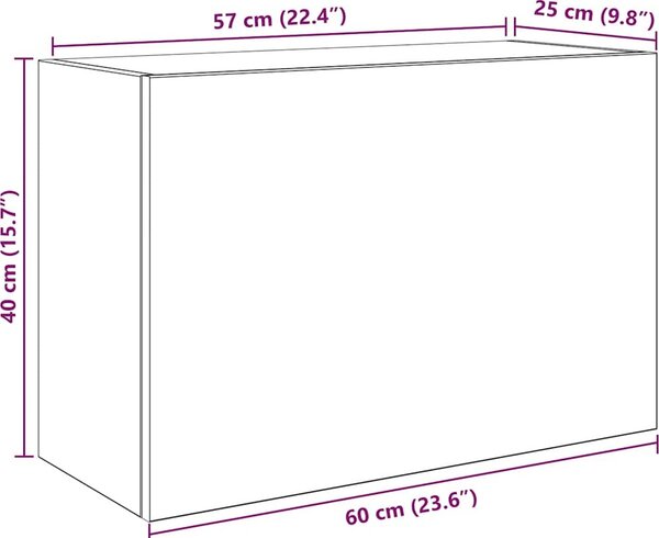 VidaXL Koupelnová nástěnná skříňka 60x25x40 cm kompozit [860070] Barva: šedá sonoma