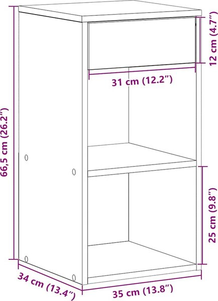VidaXL Noční stolek se zásuvkou 35x34x66,5 cm [858727] Barva: kouřový dub