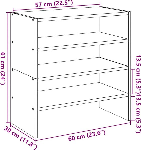 VidaXL Stojany na boty 2 ks stohovatelné dub 60x30x30,5 cm [858868] Barva: Betonová šedá
