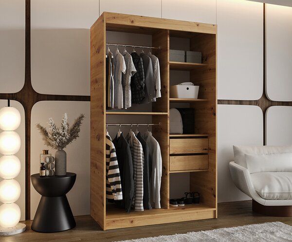 Šatní skřín s posuvnými dveřmi a zrcadlem ULTRA 120cm artisan