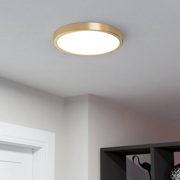 EGLO LED panel pro povrchovou montáž Fueva 5 IP20 830 mosaz Ø28,5cm, Mosaz / zlato, Obývací pokoj / jídelna, kov, Moderní