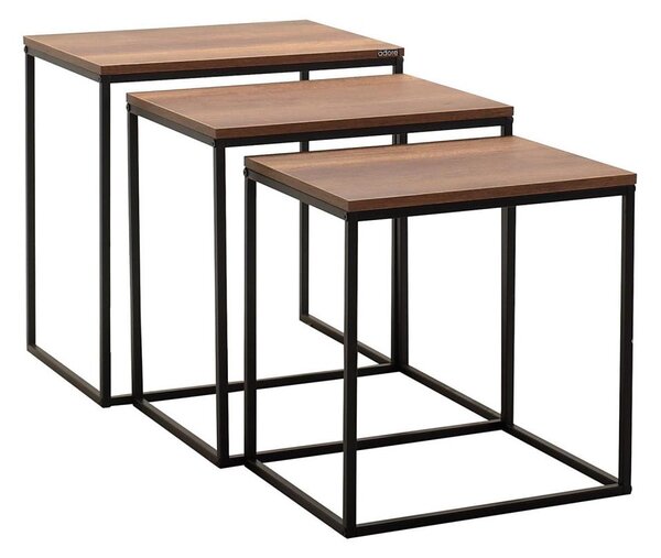 SADA 3x Konferenční stolek 55x40/51x39/46x37 cm hnědá
