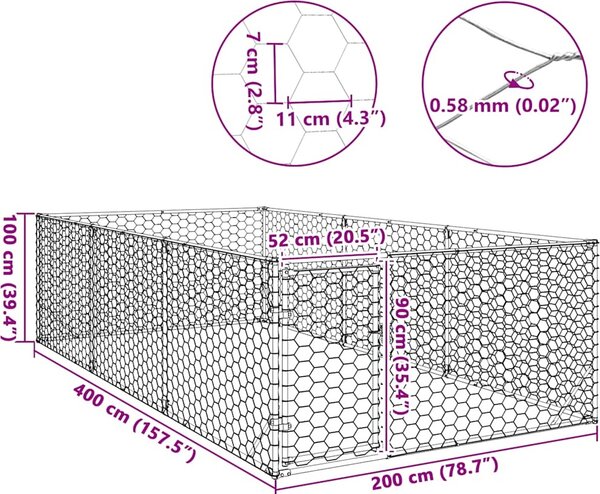 VidaXL Venkovní psí bouda s dveřmi 2x4x1 m pozinkovaná ocel [4105412]