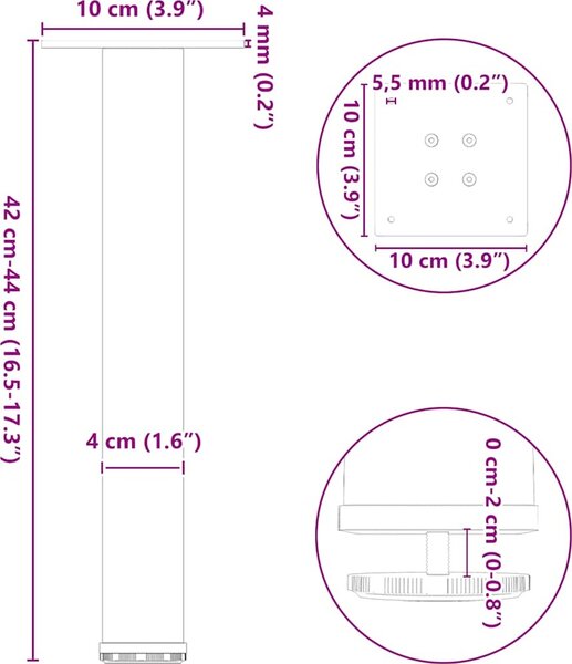 VidaXL Nohy konferenčního stolku 4 ks ocel 42-44 cm ocel [4012454] Barva: Bílá